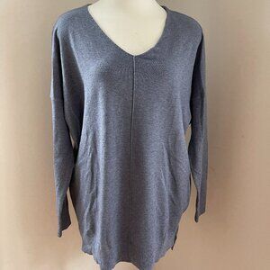 Dreamers By Debut V-Neck Long-Sleeved Tunic Sweater, Indigo Blue, Size M/L  NWT!